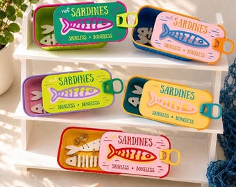 Portagioie a forma di scatola di sardine stampato in 3D, porta orecchini a lisca di pesce, organizer per anelli e collane, custodia da viaggio per gioielli, regalo per donne e ragazze adolescenti