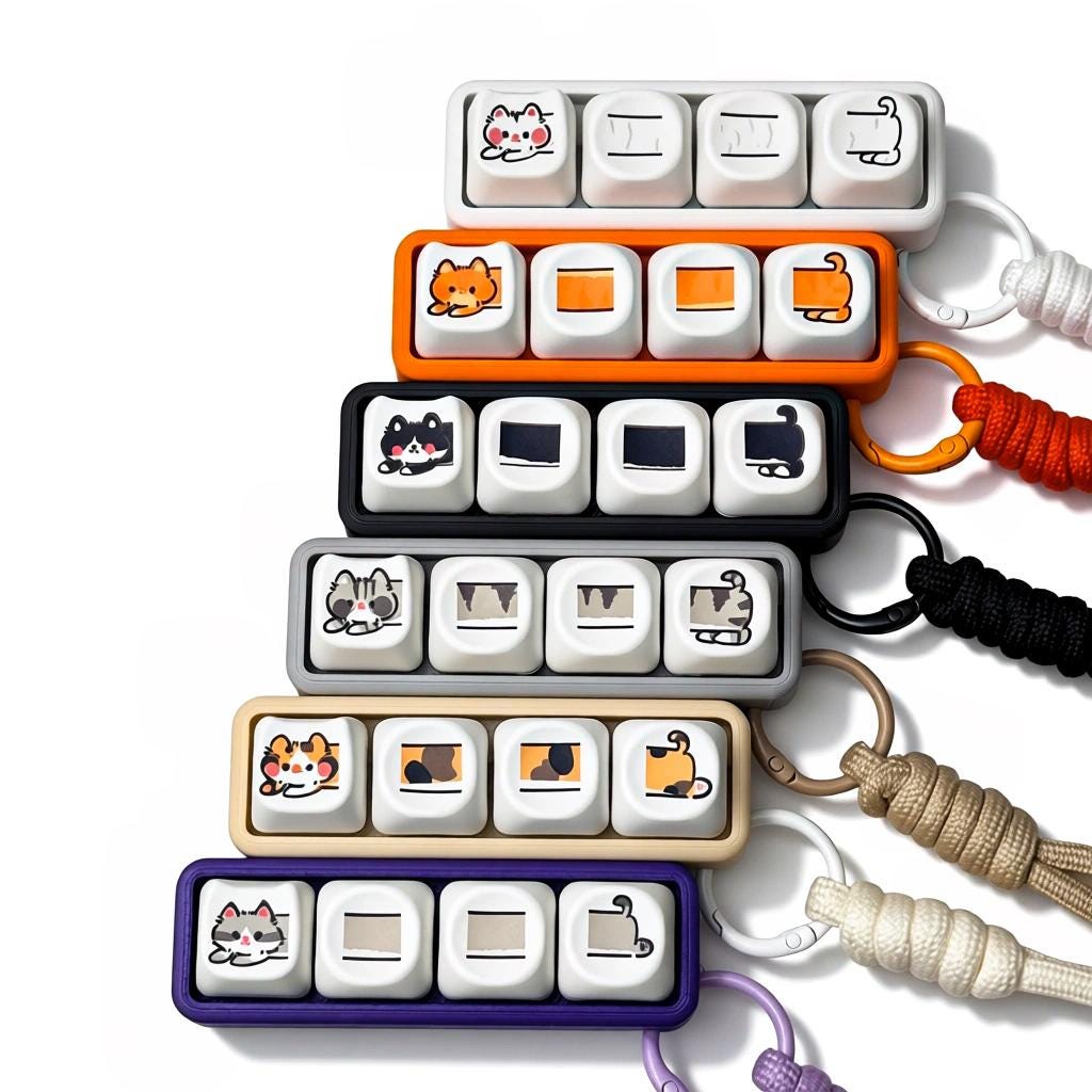 Creative Cat 4-key Fidget Keyboard | Cute Customizable PLA Plastic ...