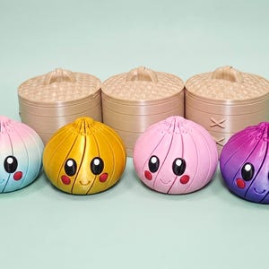 Dumpling torsadé avec panier vapeur, jouet de bureau sensoriel articulé kawaii imprimé en 3D, joli cadeau anti-stress pour enfants et adultes