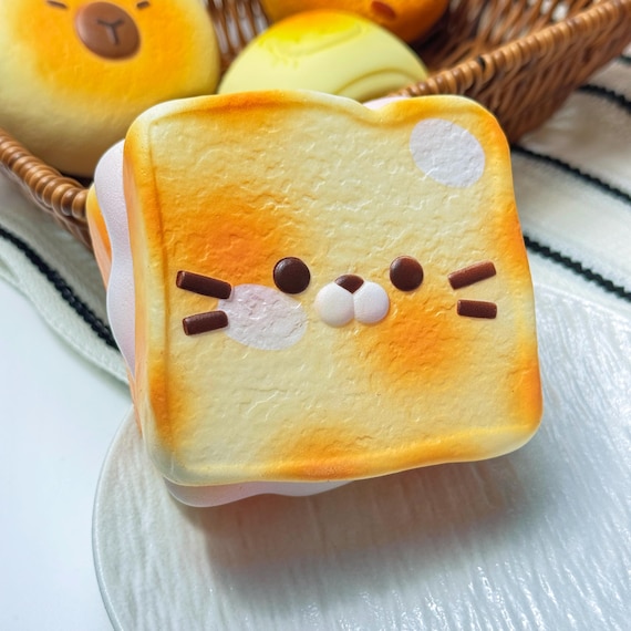 猫のトーストタバスクイーズおもちゃ - 子供と大人のためのストレス