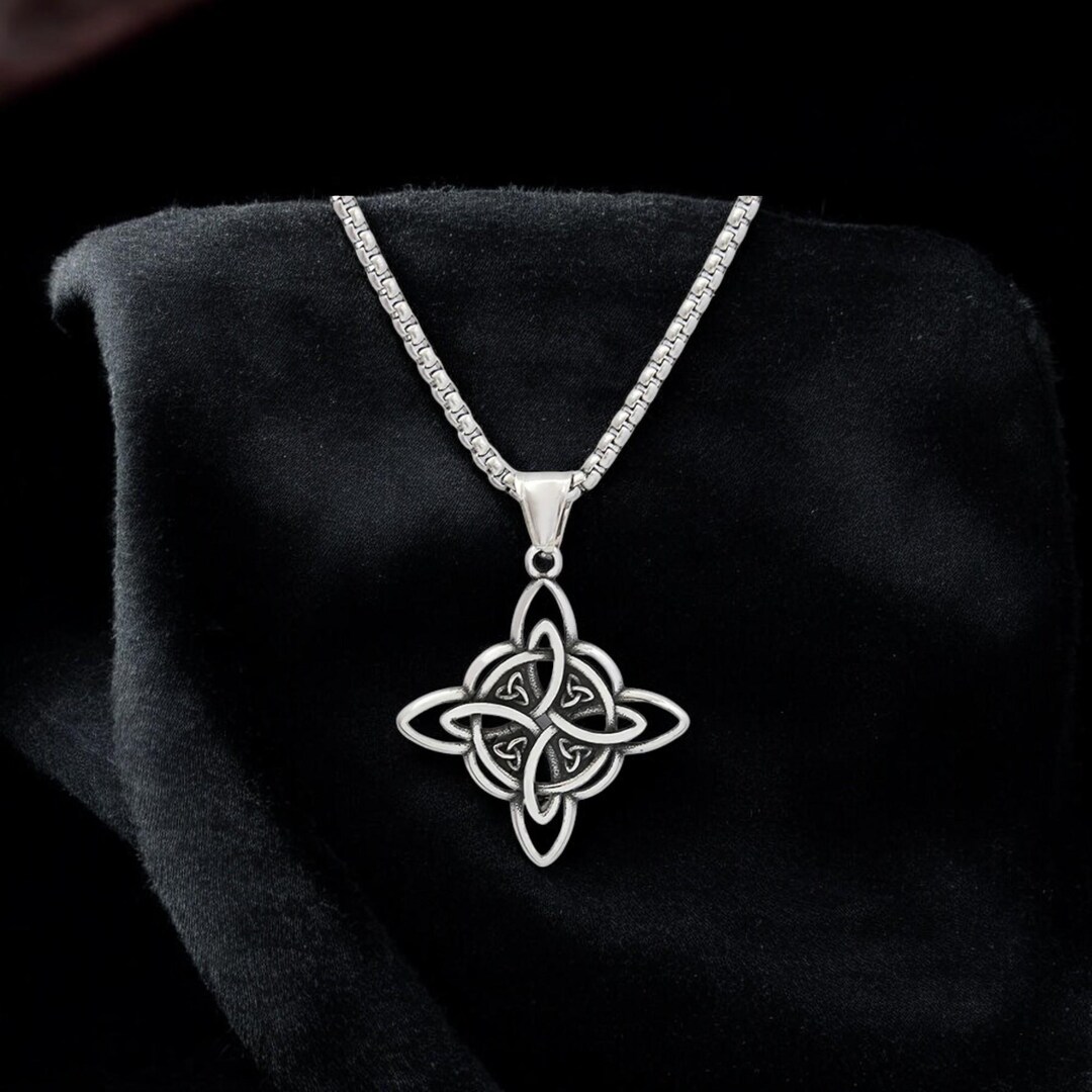 Witches Knot Amulet Pendant | Stainless Steel Celtic Necklace | Wiccan ...