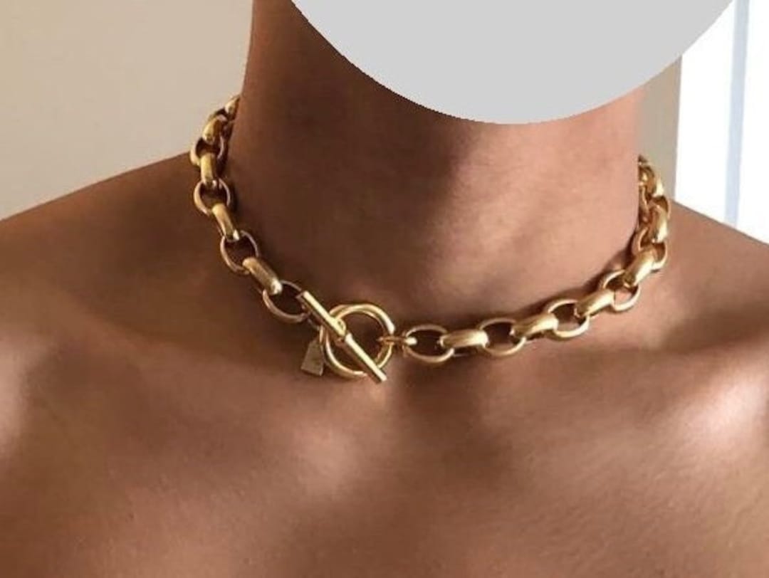 ネックレス・チョーカー RALPH LAUREN Gold Tone Chain Link Frontal Necklace Iconic Ralph Lauren Gold Chain Necklace, KY Derby , Chunky
