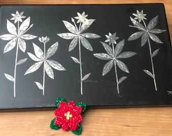 Timeless Christmas Gifts, Rare Sterling silver Wall Art, Original Heinz Erret Wall Plaque, Gustavsberg, Skogsstjärna , Retired Stars Flowers