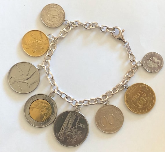 Retired MILOR Italy Sterling Silver Charm Bracelet With 8 Genuine