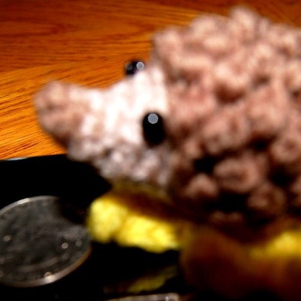 Hamie the Hedgehog / Hand Crochet or Knit inspired by "over the hedge" / custom made toy / pocket buddy plush / tiny animal