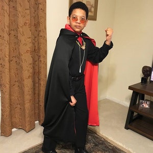 Black and Red Cloak, Reversable Hooded Cape, Hades Cosplay Costume, Dracula, Kings Cape, Halloween, Made to order kids and adults sizes