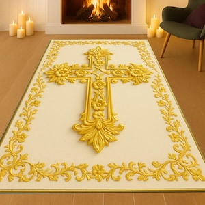 Orthodox Christian Prayer Mat, Christian Gifts, Catholic Rug, Religious Rug, Jesus Cross Sign,Christian Prayer Mat,Custom Christian Mat,