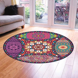 Mandala Round Rug Flower Of Life Rug, Mandala Rug, Circle Decor Rug, Bathmat Mandala Rug, Round Large Rug, Entry Round Rug, Washable Rug