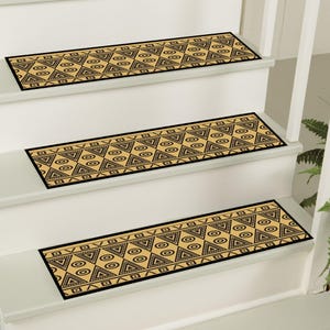 Yellow Stair Rug,Modern Stair Treads Rug,Black Mat,Stair Mat,Non-Slip Backing Rug,dimensions: 22x75 cm= 0.72x2.46 ft= 8.6x29.5 inches