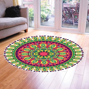 Mandala,Mandala Rug,Bohemian Round Rug, Mandala Area Rug, Cozy Home Decor, Bedroom or Living Room Accent, Yoga Mat, Gift Idea Round Rug
