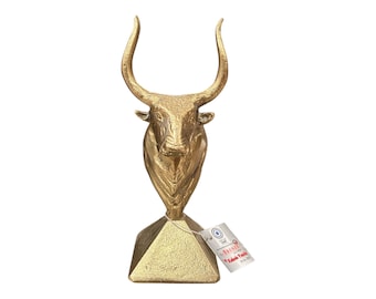 Bronze Handmade Bull-Head Sculpture/Statue on Base - Minoan/Cretan/Greek Civilisation Artifact/A Symbol of Ancient Power (Minotaur) - Size 1