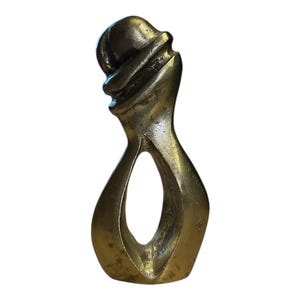 Bronze Handmade Sculpture of Two People Embracing - “THE EMBRACE” Golden Finish