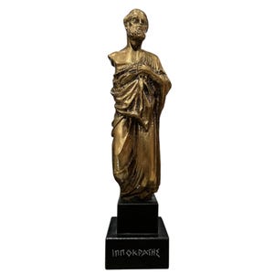 Handmade Hippocrates Bronze Sculpture: Father of Medicine, Black Marble Base