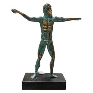 Bronze Handmade Sculpture of the Artemision Bronze on Black Marble Base - A Timeless Masterpiece - Museum Copy (10.5 inches)