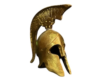 Handmade Bronze Spartan Helmet: Ancient Greek Hoplite Sculpture