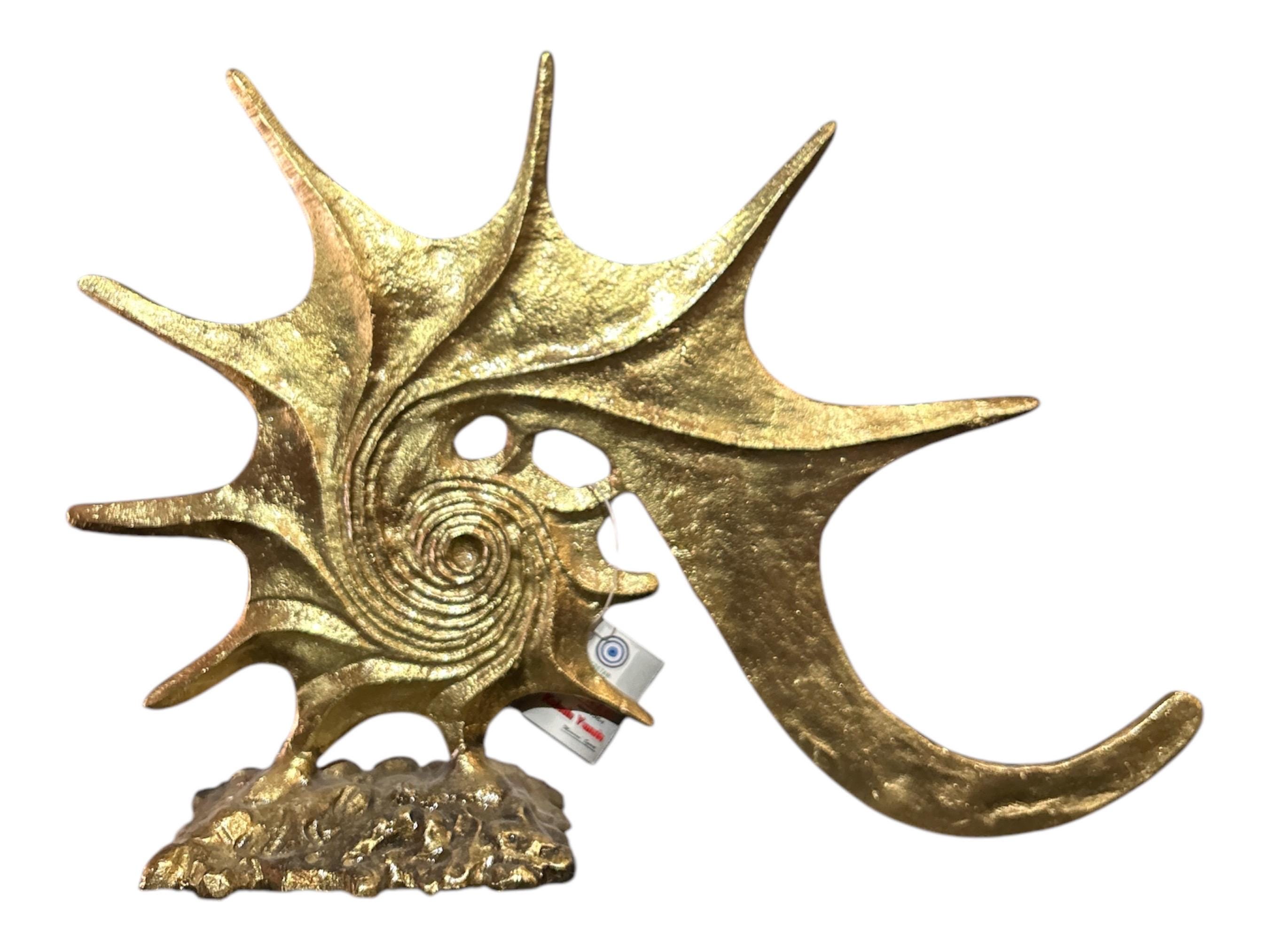 Bronze Handmade Sea Shell Spiral Sculpture on Bronze Base - A Timeless ...