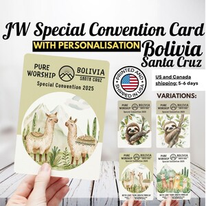 Cartes JW, lot de 10 cartes Convention spéciale 2025 en Bolivie, Santa Cruz, idée cadeau pur culte, personnalisées, lot de 10 pièces, Témoins de Jéhovah