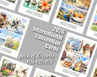 Internationale conventie 2026-kaart, pak van 10 kaarten, eeuwig geluk, Jehovah's Getuigen-conventiesouvenir, JW-cadeau
