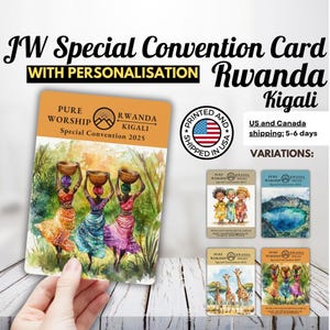 Lot de 10 cartes JW Convention spéciale 2025 au Rwanda à Kigali, culte pur, personnalisé, lot de 10 pcs, Témoin de Jéhovah