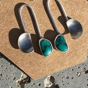 Turquoise earrings, turquoise studs, handmade turquoise earrings, modern turquoise earrings, rustic turquoise earrings