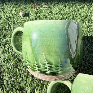 Baum Becher, handgemachter Keramikbecher, grüner Baum Becher, Geschenke für Männer und Frauen, Einweihungsgeschenk, Weihnachtsgeschenk