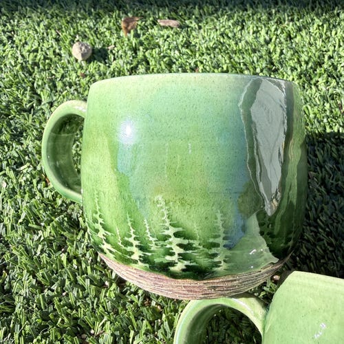Mug arbre, mug en céramique fait main, mugs arbre vert, cadeaux pour hommes et femmes, cadeau de pendaison de crémaillère, cadeau de Noël