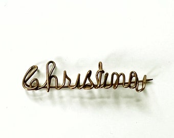 Vintage Goldtone Wire Name Pin | Christina Pin | Mid Century Name Brooch in Cursive