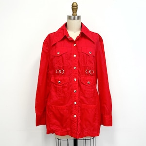 Vintage 70s Windbreaker Jacket with Half Belt and Snap Flap Pockets | Size Medium