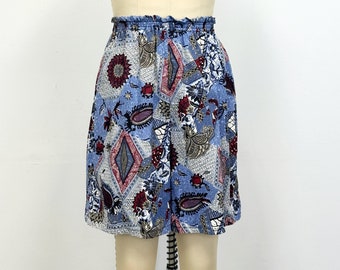 Vintage 80s High Waisted Shorts: Handmade Funky Print, Size S-M