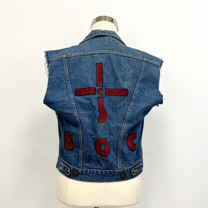 70s Hand-Painted Blue Oyster Cult Denim Vest - Wrangler - Size Medium