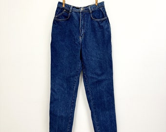 Vintage 1980s Gitano Jeans | Dark Wash Womens High Waisted Blue Jeans | Size 12