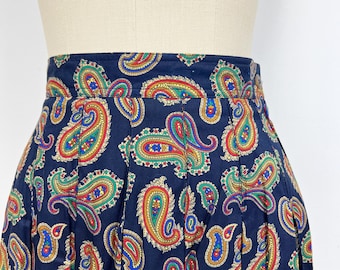 Vintage Pleated Paisley Skirt | 80s High Waisted LizSport Skirt | Womens Size 4