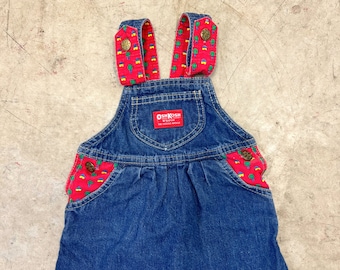 Gonna-maglione vintage anni '80 Osh Kosh B"Gosh in denim e stampa originale / Bambino 3 T