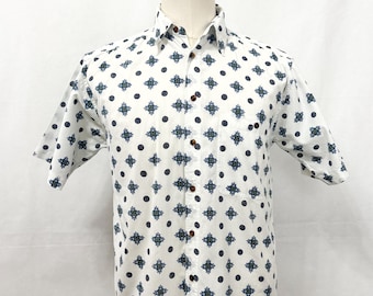Vintage Herren Kurzarm Button Down Shirt | 80er Jahre Tut 50er Jahre | Größe S
