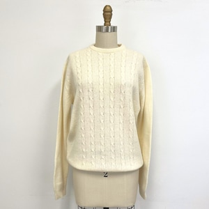 Vintage Lambswool Cable Knit Sweater | 1970s Scottish Pullover | Size Medium