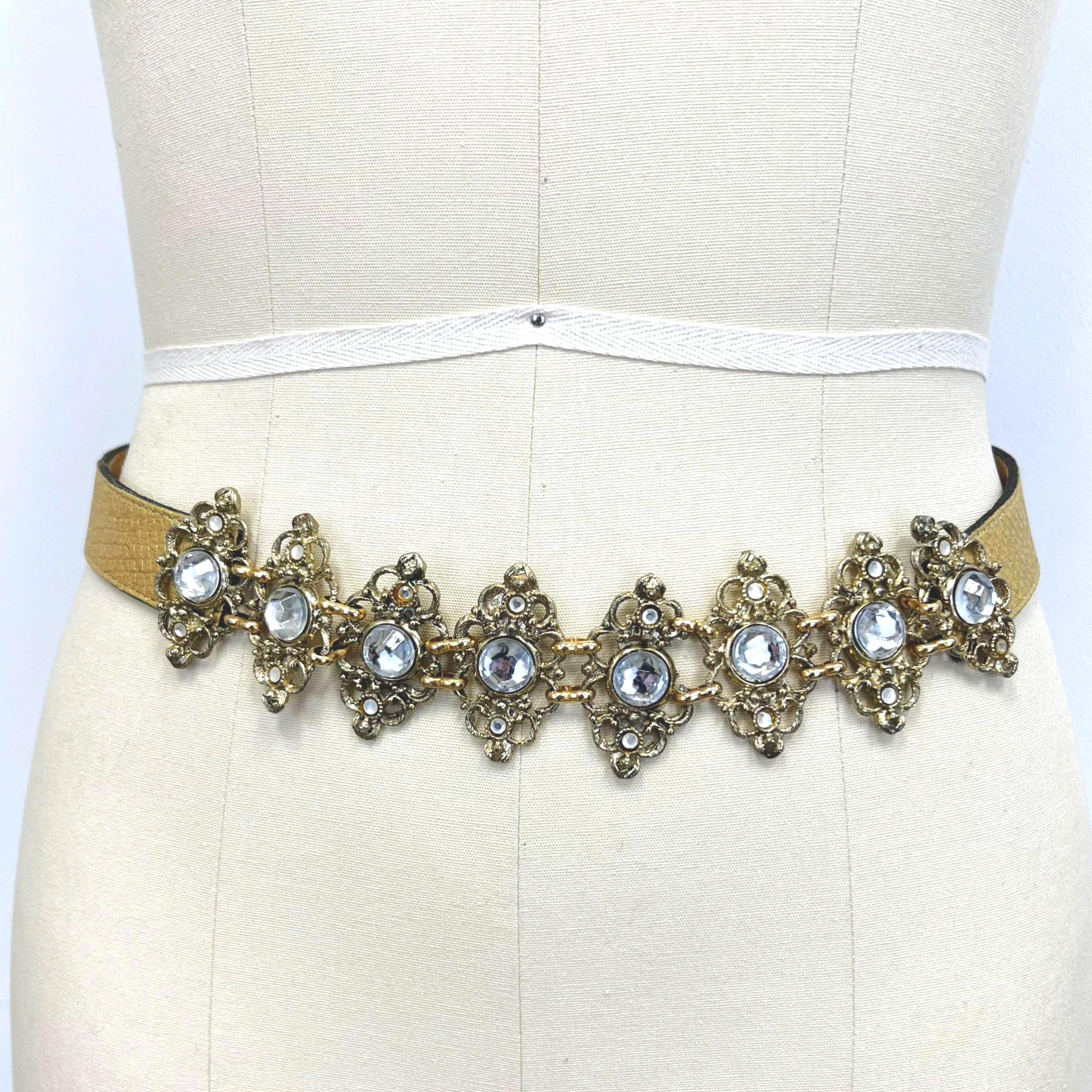 Vintage statement leather belt with genuine stones S Vintage Stone-Washed Belt No.510 main image 3