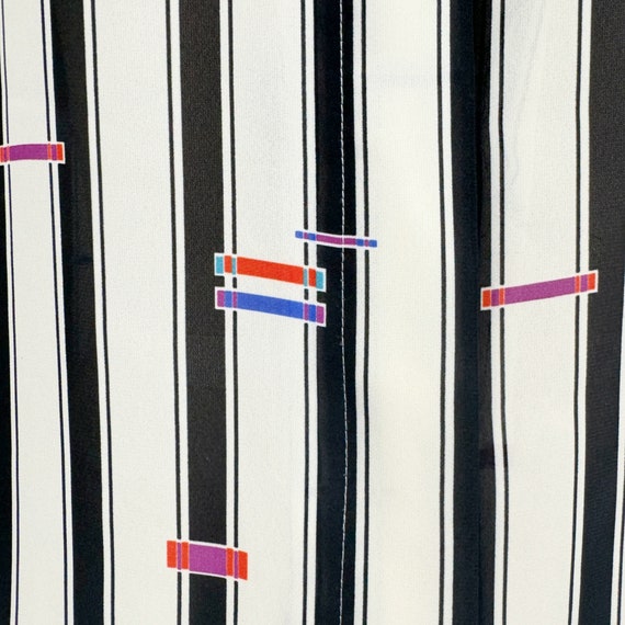 Vintage 80s Striped Blouse with Shoulder Pads | B… - image 5