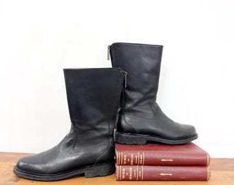 Vintage Ralph Lauren Black Leather Boots | Womens Back Zip Chelsea Boots | Size 8