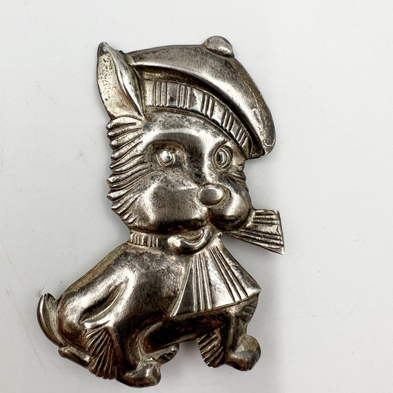 Vintage 1940s Sterling Silver Scotty Dog Brooch |… - image 1