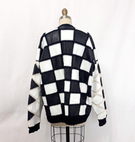 Vintage 80s Patchwork Leather Jacket | Black and … - image 10