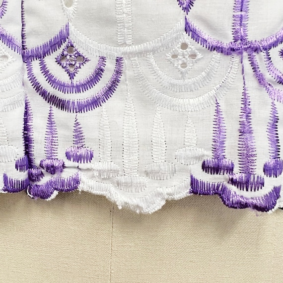 Vintage 70s Embroidered Top and Skirt | Purple an… - image 7