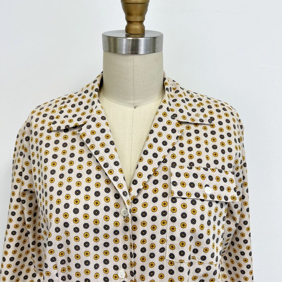 Vintage 40s Blouse | Collared Long Sleeve Cotton … - image 2