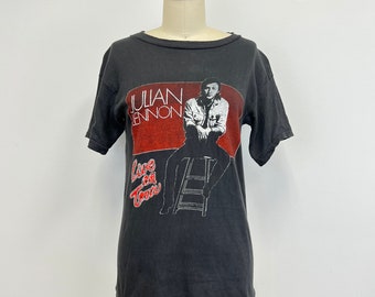 Vintage 80s Julian Lennon Concert T Shirt | Valotte | Thin Black Cotton | Size Small to Medium