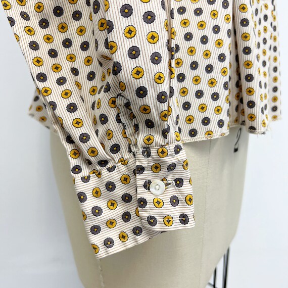 Vintage 40s Blouse | Collared Long Sleeve Cotton … - image 4