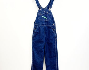 Vintage Key Bib Monos / Denim Oscuro con Costuras Superiores Blancas / Zip Fly / 34 - 32