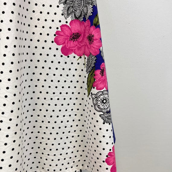 Vintage 1970s Skirt | Polka Dots and Flowers Full… - image 3