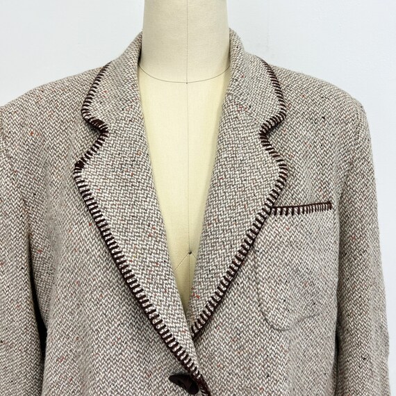 Vintage Womens  Boxy Wool Tweed Blazer With Blank… - image 2