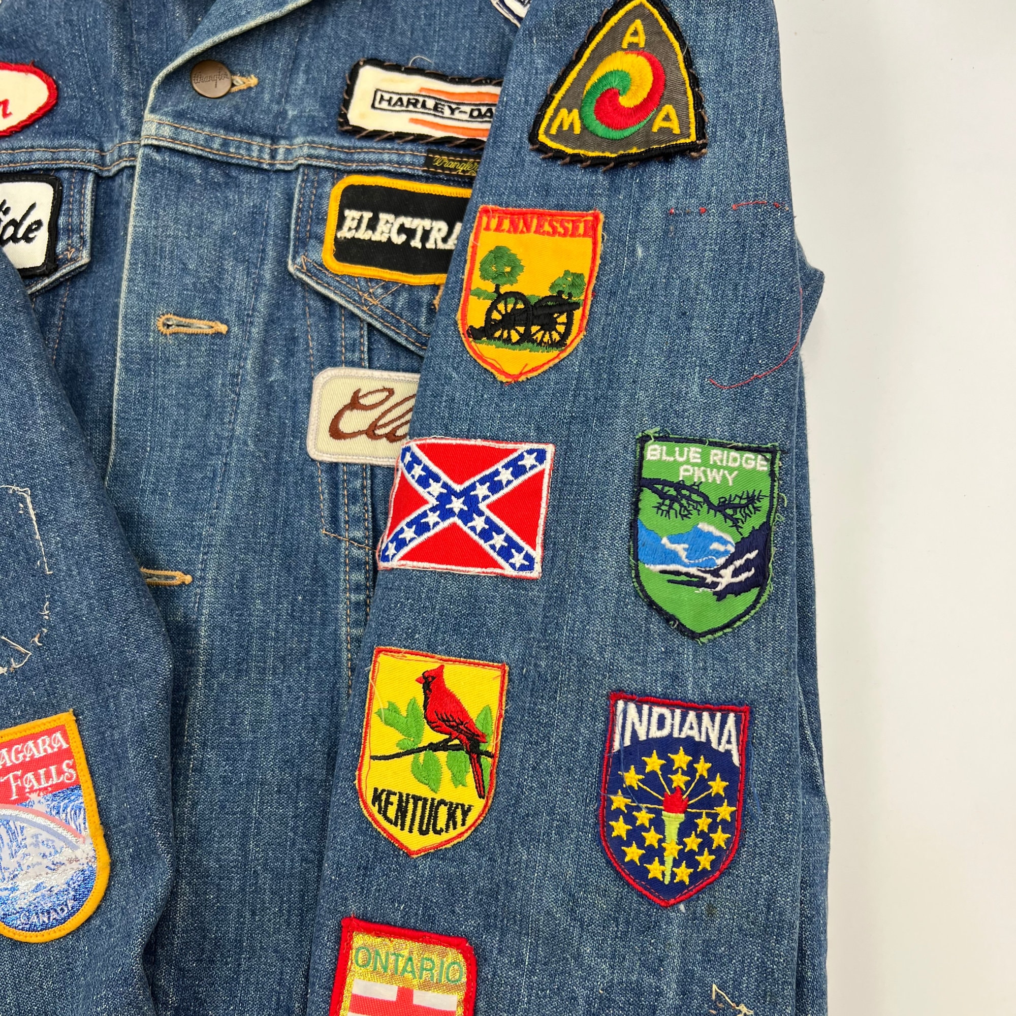Vintage Denim Jacket With Harley Back Patch | 1970s