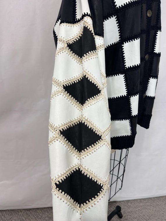 Vintage 80s Patchwork Leather Jacket | Black and … - image 4