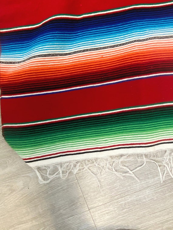 Vintage 70s Serape Poncho | Red with Multi Color … - image 4